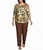 Allison Daley Plus Size Multi Spot 3/4 Sleeve Boat Neck Knit Top - Image 3