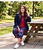 Allison Daley Plus Size Navy Bandana Patchwork Pull-On Crinkle Soft Crop Pants - Image 5