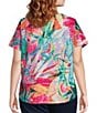 Color:Parrot Tropical - Image 2 - Plus Size Parrot Tropical Print Short Sleeve Crew Neck Art Tee Shirt