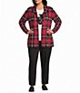 Allison Daley Plus Size Plaid Long Sleeve Open-Front Rib Trim Cardigan - Image 3