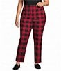 Allison Daley Plus Size Plaid Straight Leg Pull-On Ponte Pants - Image 1