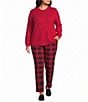 Allison Daley Plus Size Plaid Straight Leg Pull-On Ponte Pants - Image 3