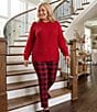 Allison Daley Plus Size Plaid Straight Leg Pull-On Ponte Pants - Image 5
