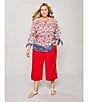 Allison Daley Plus Size Pomegranate Linen Blend Pull-On Capri Pants, Color:Pomegranate - Image 5