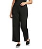 Allison Daley Plus Size Pull-On Waist Straight Leg Knit Pants, Color:Black - Image 1