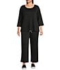 Allison Daley Plus Size Pull-On Waist Straight Leg Knit Pants, Color:Black - Image 3