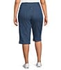 Allison Daley Plus Size Side Slit Pull-On Stretch Denim Skimmer Capri Pants, Color:Chambray - Image 2