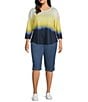 Allison Daley Plus Size Side Slit Pull-On Stretch Denim Skimmer Capri Pants, Color:Chambray - Image 3