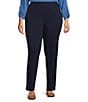 Color:True Navy - Image 1 - Plus Size Straight Leg Pull-On Pants