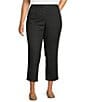 Allison Daley Plus Size Straight Leg Stretch Denim Elastic Waist Pull-On Pants, Color:Black - Image 1