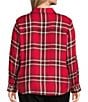 Allison Daley Plus Size Tango Red Ombre Plaid Long Sleeve Point Collar Button Front Shirt, Color:Tango Red/Ombre Plaid - Image 2