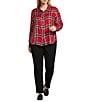 Allison Daley Plus Size Tango Red Ombre Plaid Long Sleeve Point Collar Button Front Shirt, Color:Tango Red/Ombre Plaid - Image 3