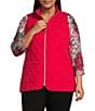 Allison Daley Plus Size Tango Red Trapunto Quilted Sleeveless Two-Way Zip-Up Vest, Color:Tango Red - Image 1