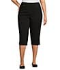 Allison Daley Plus Size Tech Stretch Pull-On Skimmer Capri Pants, Color:Black - Image 1