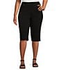 Color:Black - Image 1 - Plus Size Tech Stretch Pull-On Skimmer Pants
