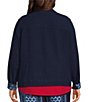 Allison Daley Plus Size True Navy Bandana Long Sleeve Button Front Soft Jacket - Image 2