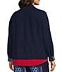 Allison Daley Plus Size True Navy Bandana Long Sleeve Button Front Soft Jacket - Image 4
