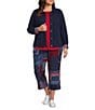 Allison Daley Plus Size True Navy Bandana Long Sleeve Button Front Soft Jacket - Image 5