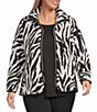 Allison Daley Plus Size Zebra Print Long Sleeve Point Collar Sherpa Jacket - Image 1