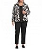 Allison Daley Plus Size Zebra Print Long Sleeve Point Collar Sherpa Jacket - Image 3