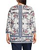 Allison Daley Plus Sze Multi Floral Muse Print 3/4 Bell Sleeve Crew Neck Top - Image 2
