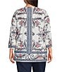 Allison Daley Plus Sze Multi Floral Muse Print 3/4 Bell Sleeve Crew Neck Top - Image 2
