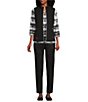Color:Black - Image 3 - Quilted Woven Mandarin Collar Zip Front Vest