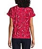 Allison Daley Red Firework Star Print Short Sleeve Keyhole Neckline Knit Top, Color:Red Firework - Image 2