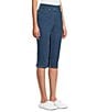 Allison Daley Side Slit Pull-On Stretch Denim Skimmer Capri Pants, Color:Chambray - Image 3