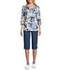 Allison Daley Side Slit Pull-On Stretch Denim Skimmer Capri Pants, Color:Chambray - Image 5