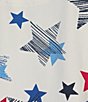 Color:White Stars - Image 4 - Star Print Short Sleeve Lace-Up Split V-Neck Knit Top