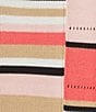 Allison Daley Stripe 3/4 Sleeve Crew Neck Curve Hem Sweater, Color:Porcelain Rose Multi - Image 4