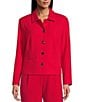 Allison Daley Tango Red Long Sleeve Point Collar Button Front Jacket, Color:Tango Red - Image 2