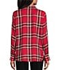 Allison Daley Tango Red Ombre Plaid Long Sleeve Point Collar Button Front Shirt, Color:Tango Red/Ombre Plaid - Image 2