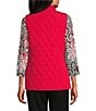 Allison Daley Tango Red Trapunto Quilted Sleeveless Two-Way Zip-Up Vest, Color:Tango Red - Image 2