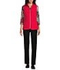 Allison Daley Tango Red Trapunto Quilted Sleeveless Two-Way Zip-Up Vest, Color:Tango Red - Image 3