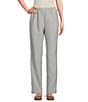 Color:Pearl Grey - Image 1 - Textured Straight Leg Pull-On Pants