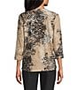 Allison Daley Burnout 3/4 Sleeve Crew Neck Knit Top - Image 2