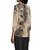 Allison Daley Burnout 3/4 Sleeve Crew Neck Knit Top - Image 4