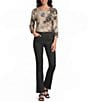 Allison Daley Burnout 3/4 Sleeve Crew Neck Knit Top - Image 5