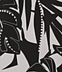 Allison Daley Tropical Shadow Print 3/4 Ruched Sleeve Crew Neck Ruffle Hem Knit Top, Color:Black/White Tropical Shadow - Image 4
