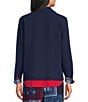 Allison Daley True Navy Bandana Long Sleeve Button Front Soft Jacket - Image 2