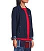 Allison Daley True Navy Bandana Long Sleeve Button Front Soft Jacket - Image 3