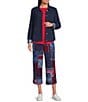 Allison Daley True Navy Bandana Long Sleeve Button Front Soft Jacket - Image 5