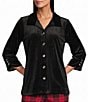 Allison Daley Velour 3/4 Sleeve Point Collar Button Front Top - Image 1