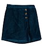 Color:Teal - Image 1 - Big Girls 7-16 Faux Button Stretch Cord Scooter Skirt