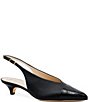 Amalfi Accento Leather Cap Toe Kitten Heel Slingback Pumps - Image 1