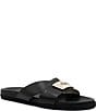 Color:Black Parmasoft - Image 1 - Bardolino Leather Hardware Slide Sandals