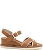 Color:Carmelo/Milk - Image 2 - Montecarlo Leather Wedge Sandals