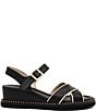 Color:Black/Sand - Image 2 - Montecarlo Leather Wedge Sandals